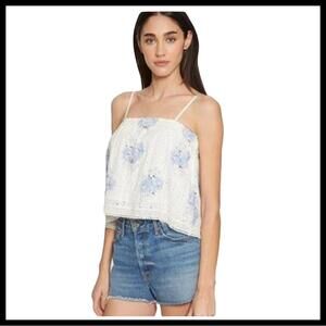 Walter Baker Georgia Eyelet Floral Cropped Tank in Freesia